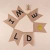 ONE baby's first birthday party decoration flag banner latte art 1 year old linen string flag 2 Swallowtail Flag details Picture